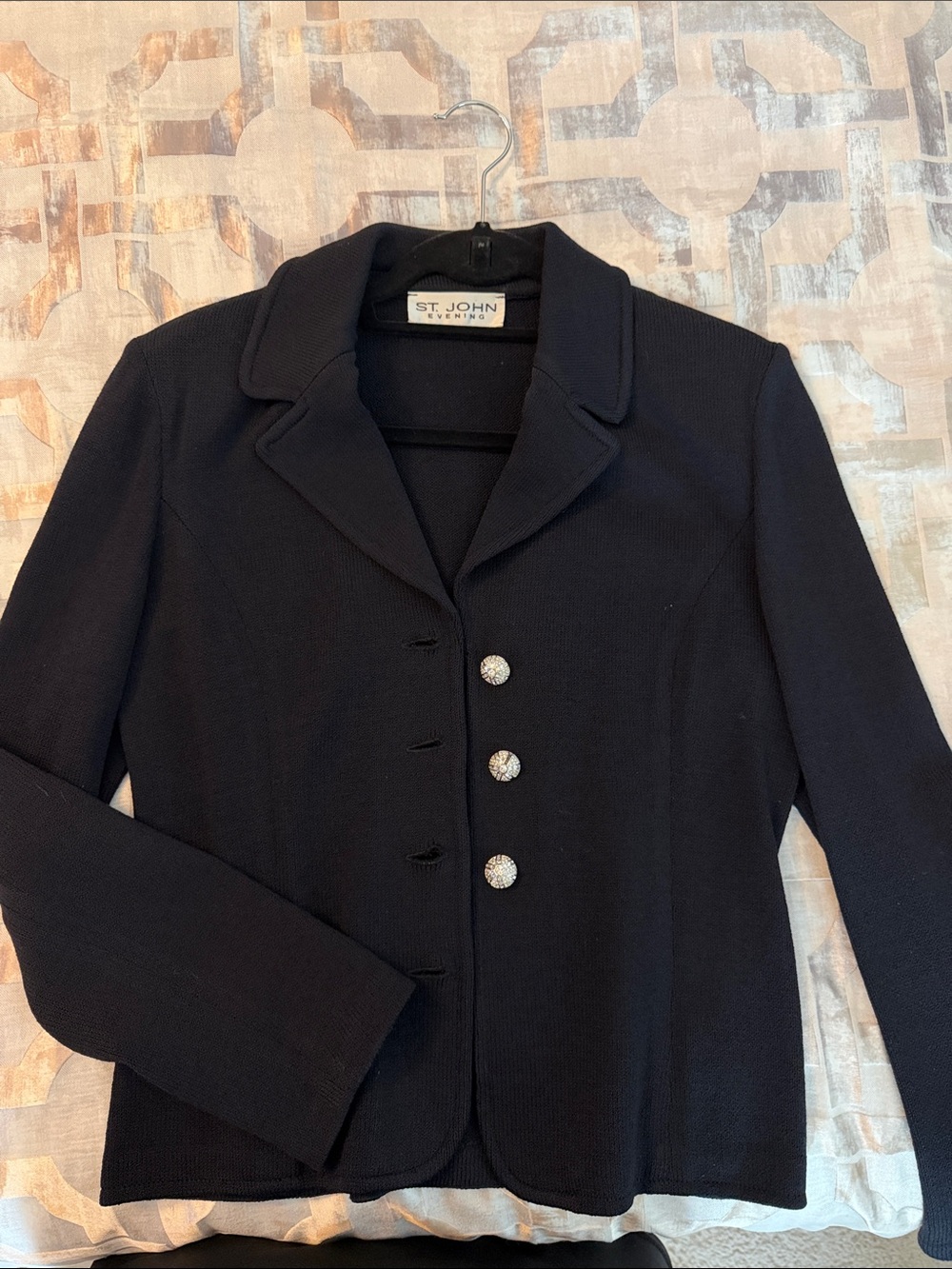 St. John Black Knit Button-Front Blazer